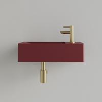 Fontein Gliss Design Freya Solid Marble 40x22x10 cm Met Kraangat Rechts Mat Wijn Rood - thumbnail