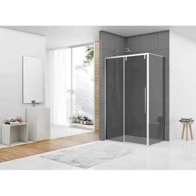 Van Rijn Products ST06 Softclose schuifdeur - 138.5x200cm - rookglas - dikte 8mm - tbv hoekcabine - incl. greep - chroom ST06350140GR