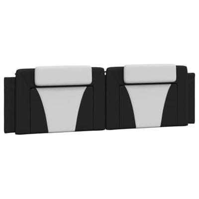 Hoofdbordkussen 180 cm kunstleer zwart en wit