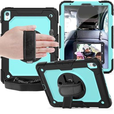 Schokbestendige zwarte silicagel + kleurrijke PC beschermende case voor iPad Pro 11 inch (2018) met houder & schouderriem & hand riem & pen sleuf (ba