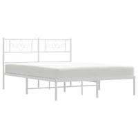 Bedframe met hoofdbord metaal wit 135x190 cm - thumbnail