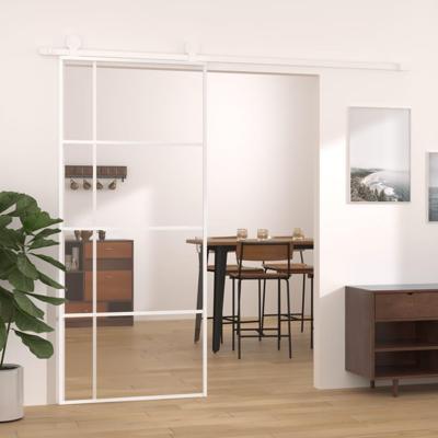 VidaXL Schuifdeur 90x205 cm esg-glas en aluminium wit
