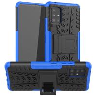 Voor Samsung Galaxy A51 5G Tire Texture Shockproof TPU+PC Beschermhoes met Holder(Bule) - thumbnail