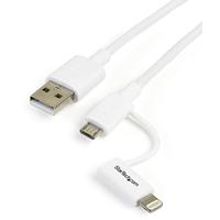 StarTech.com Apple Lightning- of Micro USB-naar-USB-kabel - 1 m, wit - thumbnail