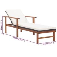 VidaXL Ligbed met kussen poly rattan en massief acaciahout zwart - thumbnail