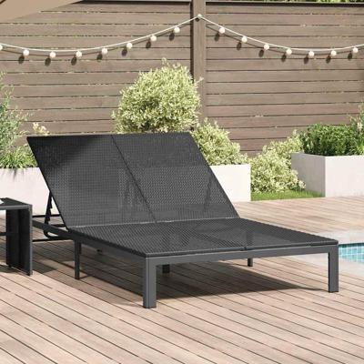Ligstoel 1-persoon Zwart 206 x 62,5 x 74 cm poly rattan