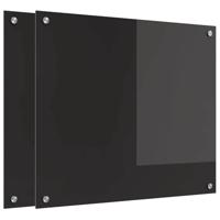 VidaXL Keuken achterwand 2 pcs zwart 70 x 60 cm gehard glas - thumbnail
