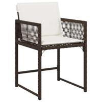 Tuinstoelen 4 st met kussens poly rattan bruin - thumbnail
