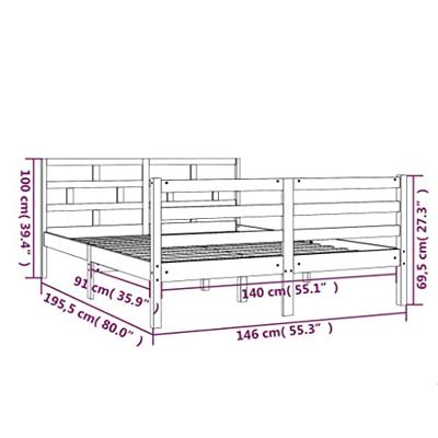 Bedframe massief grenenhout wit 140x190 cm