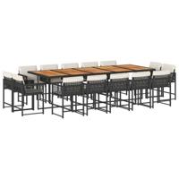 15-delige Tuinset met kussens poly rattan zwart - thumbnail