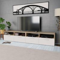 Tv-meubels 2 st 95x35x36 cm bewerkt hout eikenkleurig en wit - thumbnail