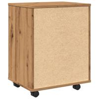 Rolkast 46x36x59 cm bewerkt hout artisanaal eikenkleurig - thumbnail