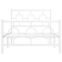 Bedframe met hoofd- en voeteneinde metaal wit 100x190 cm - thumbnail