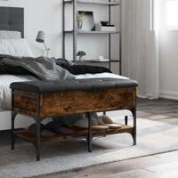 Schoenenbank 82x42x45 cm bewerkt hout gerookt eikenkleurig - thumbnail