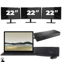 Microsoft Surface Laptop 3 - Intel Core i7-10e Generatie - 15 inch - Touch - 16GB RAM - 256GB SSD - Windows 11 Home + 3x 22 inch Monitor - thumbnail