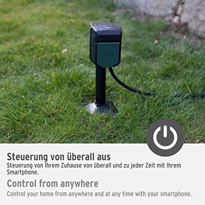 Brennenstuhl brennenstuhl®Connect WIFI garden socket with earth spike and mounting plate IP44 2-voudig 10m - 1154540601 - thumbnail