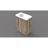 Arcqua Luna Fonteinset 54.3x39.7x21.8cm Canyon Oak met marble fontein met overloop glans wit FNK417531 - thumbnail