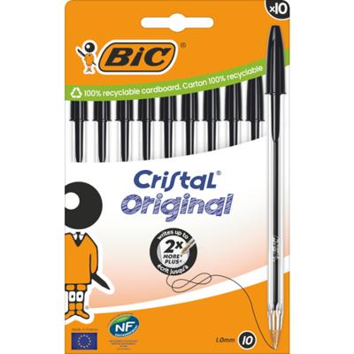 Balpen bic cristal m 10st zwart