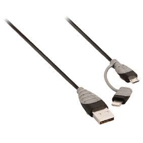 Bandridge BBM39400B10 2-in-1 Data En Oplaadkabel Usb Micro-b Male + Lightningadapter - A Male 1.00 M Zwart - thumbnail