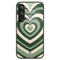 Samsung Galaxy S24 glazen hardcase - Hart swirl groen - thumbnail