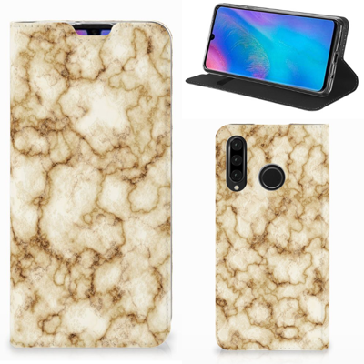 Huawei P30 Lite New Edition | Standcase | Marmer Goud Huawei P30 Lite New Edition | Standcase | Marmer Goud