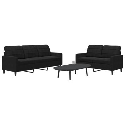 2-delige Loungeset met kussens fluweel zwart - thumbnail