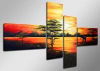 Schilderij - Afrika Natuur, Oranje, 160X70cm, 4luik - thumbnail