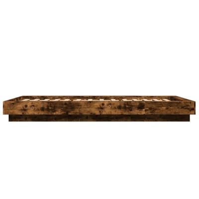 Bedframe met LED-verlichting gerookt eikenkleurig 90x200 cm