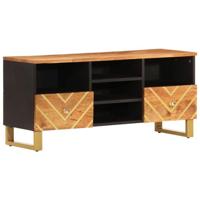 Tv-meubel 100x33,5x46 cm massief mangohout bruin en zwart - thumbnail