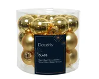 Decoris kerstballen set glas 24st licht goud 2,5cm - thumbnail
