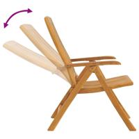Tuinstoelen 4 st verstelbaar met kussens massief teakhout - thumbnail