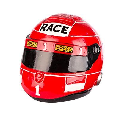 Spaarpot motorhelm rood, gemaakt van poly, 14x11x11 cm