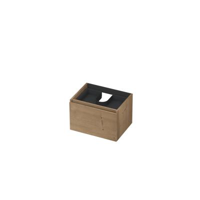 INK - Onderkast 1L met Binnenlade Greeploos Houten Keerlijst Fineer - 600x450x400 Mm - Ash Grey Fineer