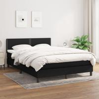 Boxspring met matras stof zwart 140x190 cm - thumbnail