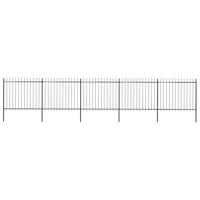 Tuinhek met speerpunt staal 892,5x150 cm zwart - thumbnail