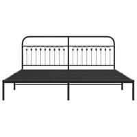 Bedframe met hoofdbord metaal zwart 193x203 cm - thumbnail