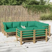 10-delige Loungeset met kussens bamboe groen - thumbnail