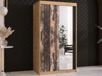 Kledingkast TODY 2 schuifdeuren 100 cm artisan eik met spiegel - thumbnail