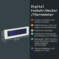 Fackelmann hoogwaardige digitale radiogestuurde klok/wekker/thermometer wit - thumbnail