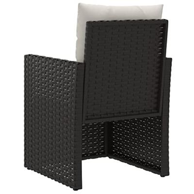 Tuinstoel met kussens poly rattan zwart - thumbnail