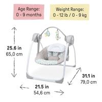 INGENUITY EndlessBloom Opvouwbare Elektrische Babyschommel, Speelboog, Schommelinstellingen, Timer, Kantelfunctie - thumbnail