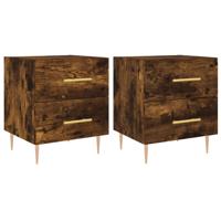 Nachtkastjes 2 st 40x35x47,5 cm bewerkt hout gerookt eikenkleur - thumbnail