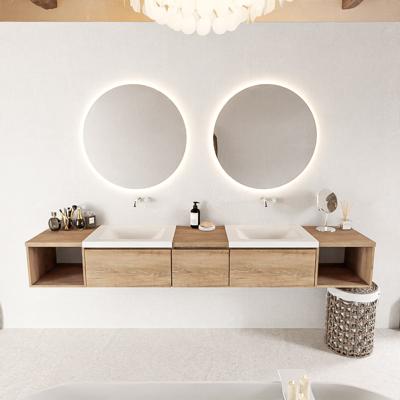 MONDIAZ BUKLA 240cm badmeubel met open module 40 L+R kleur Washed Oak met 3 lades. Wastafel CLOUD dubbel 0 kraangaten kleur Talc. MONDIAZ BUKLA 240cm badmeubel met open module 40 L+R kleur Washed Oak met 3 lades. Wastafel CLOUD dubbel 0 kraangaten kleur Talc.