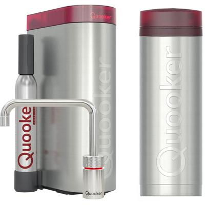 Quooker Nordic Square Kokendwaterkraan Single Tap Set - Kokend Water - Chroom - Inclusief PRO3 Reservoir & CUBE - Direct Gekoeld Bruisend Water