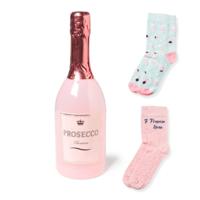 Champagne sokken in fles - maat 38-40 - thumbnail