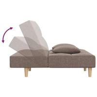 Slaapbank 2-zits met 2 kussens stof taupe - thumbnail
