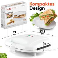 Clatronic ST 3813 Sandwich toaster Automatische temperatuuraanpassing, Anti-aanbaklaag Wit - thumbnail