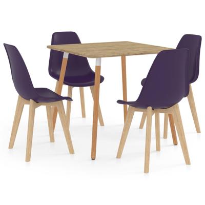 vidaXL 5-delige Eethoek donkerpaars