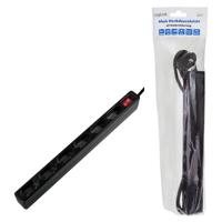 LogiLink LPS232B Stekkerdoos met schakelaar 6-voudig Zwart Eurostekker 1 stuk(s) - thumbnail