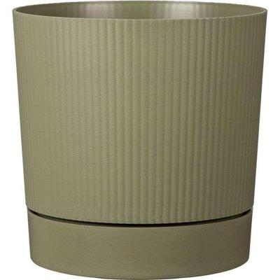 Ronde bloempot met waterreservoir - GARDEN ID - Lino - Ø 39 - 32 L - H 38 cm - Mosgroen